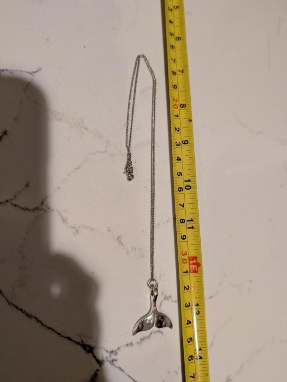 Silver Tone Whale Tail Pendant Necklace (Ship the same day) - Picture 3 of 4